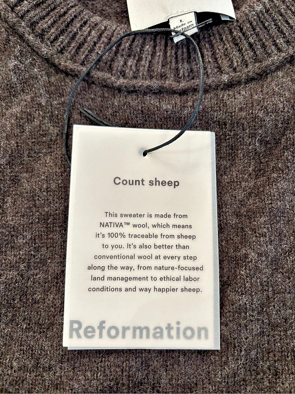 Reformation Fabian Regenerative Wool Crew Wool Sweater Brown - Picture 4 of 7